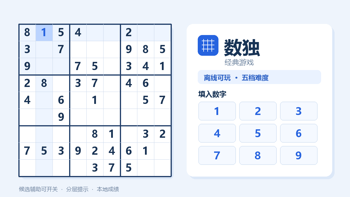 Sudoku board with a selected cell and number pad